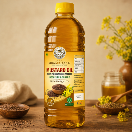 Organo Gold Mustard Oil – 1 Litre | First Pressure Cold Process | 100% Pure & Organic